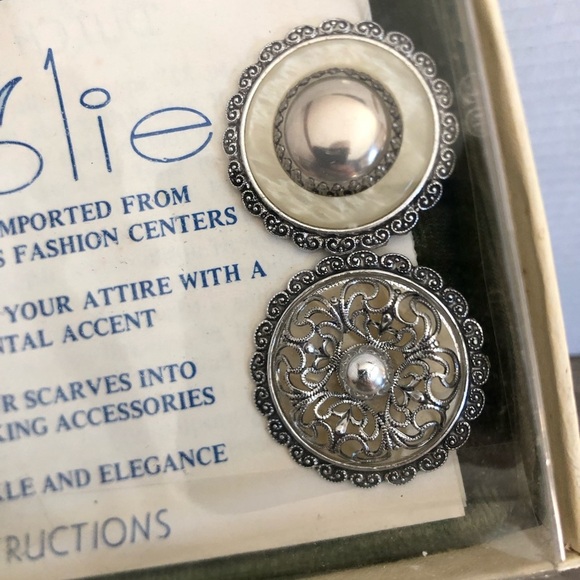 Vtg West Germany Silver Scarf Clips - Picture 4 of 11